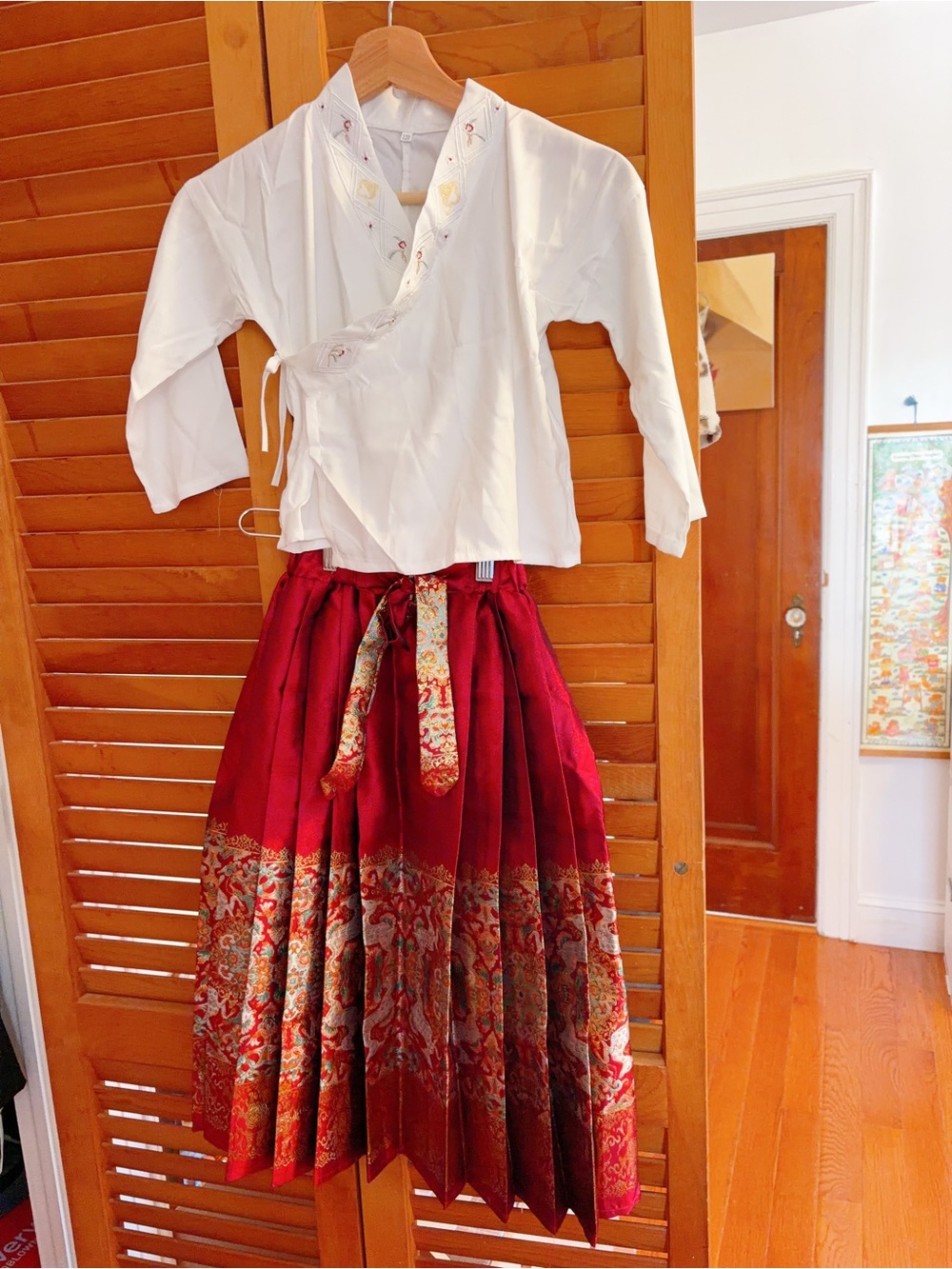Girls Hanfu 2-Piece Set Size 120cm fits T6-8 Red Deer